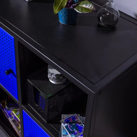 4-Cube Storage Unit with Doors - Blue