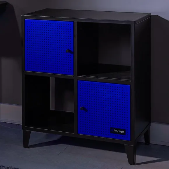 4-Cube Storage Unit with Doors - Blue