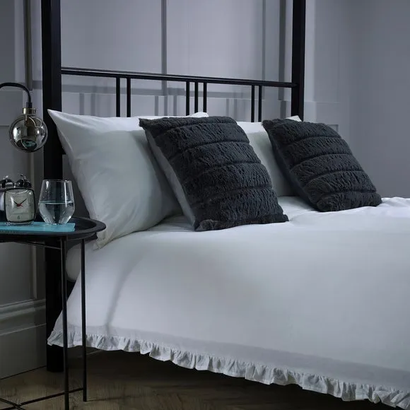 4-Poster Bed Frame with LED Lights - Black, Metal