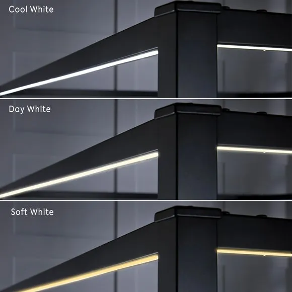 4-Poster Bed Frame with LED Lights - Black, Metal