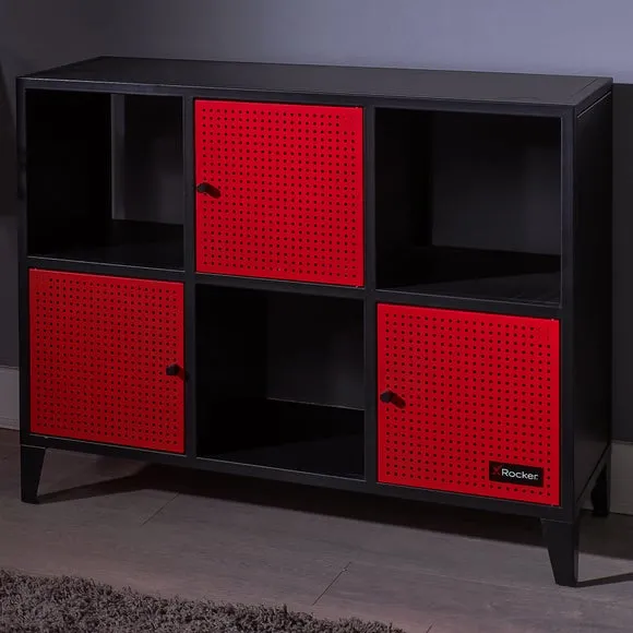 6-Cube Storage Cabinet with Doors - Black, Steel