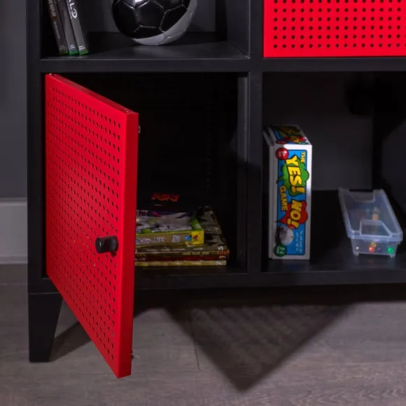 6-Cube Storage Cabinet with Doors - Black, Steel