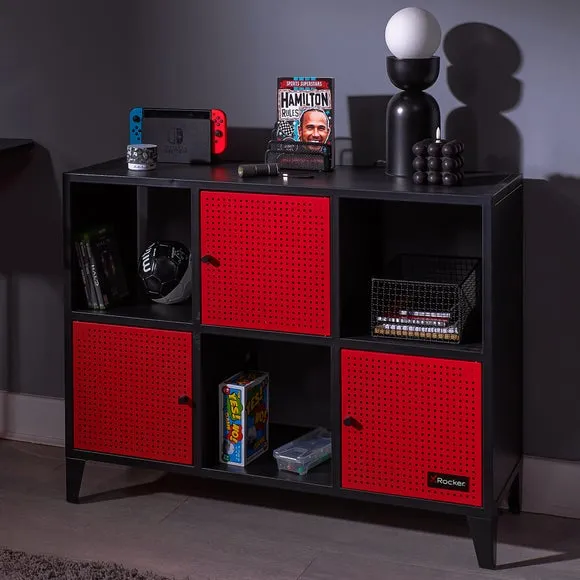 6-Cube Storage Cabinet with Doors - Black, Steel image
