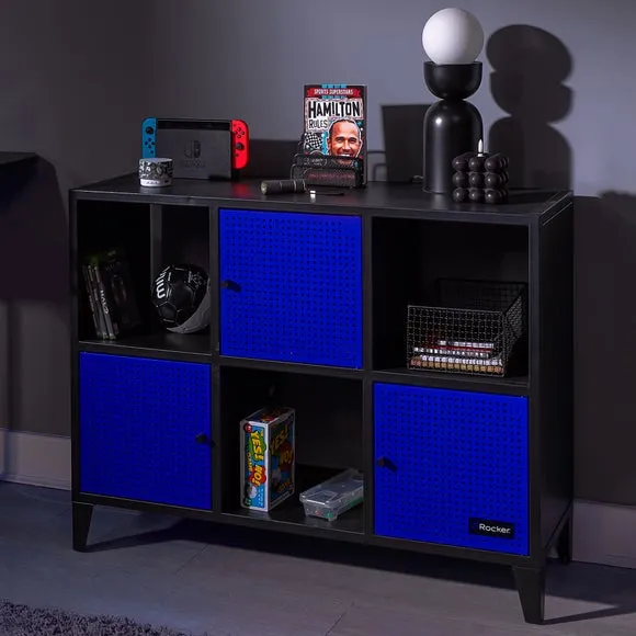 6-Cube Storage Unit with Doors - Blue image