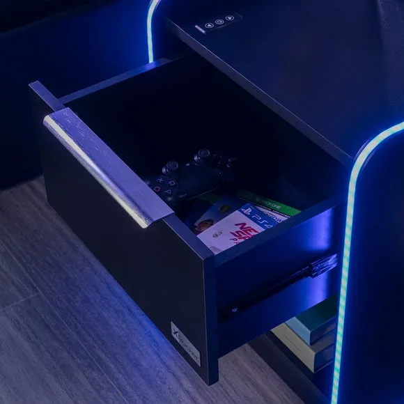 Bedside Table with Wireless Charging - Black, Wood