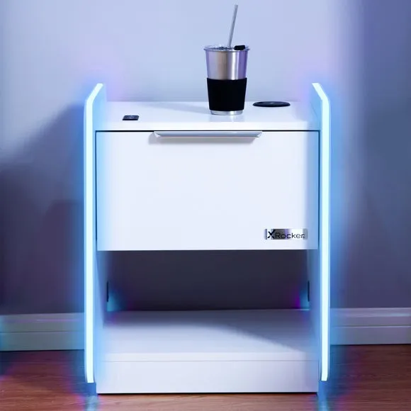 Bedside Table with Wireless Charging - White, Wood