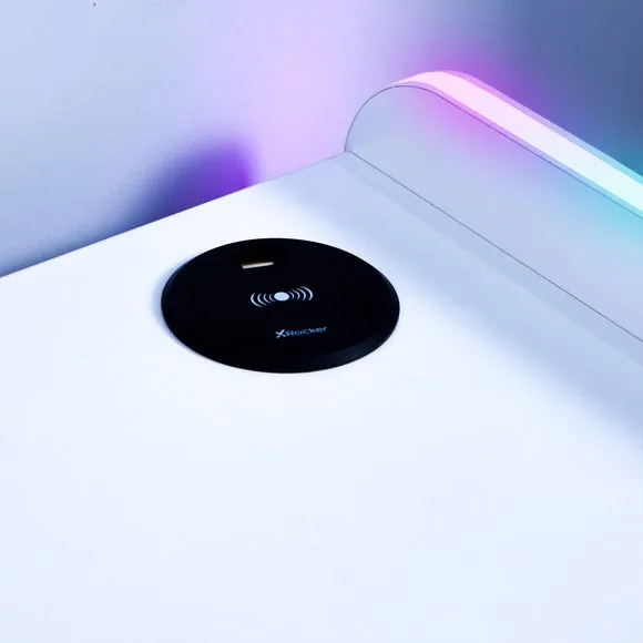 Bedside Table with Wireless Charging - White, Wood