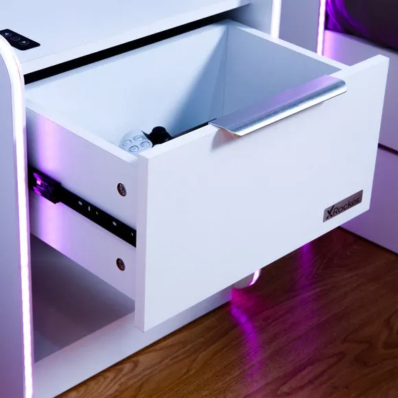Bedside Table with Wireless Charging - White, Wood