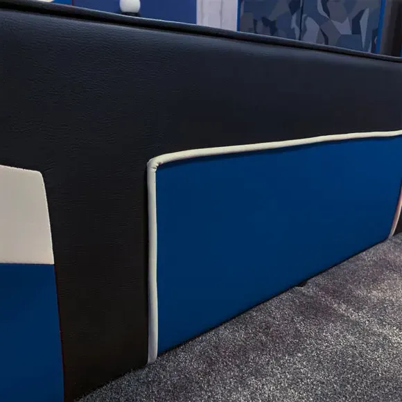 Gaming Bed Frame with Upholstery - Blue, Metal