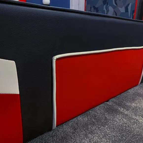 Gaming Bed Frame with Upholstery - Red, Metal