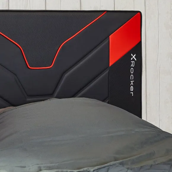 Gaming Bed Frame with Upholstery - Red, Metal