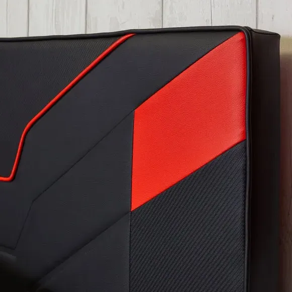 Gaming Bed Frame with Upholstery - Red, Metal