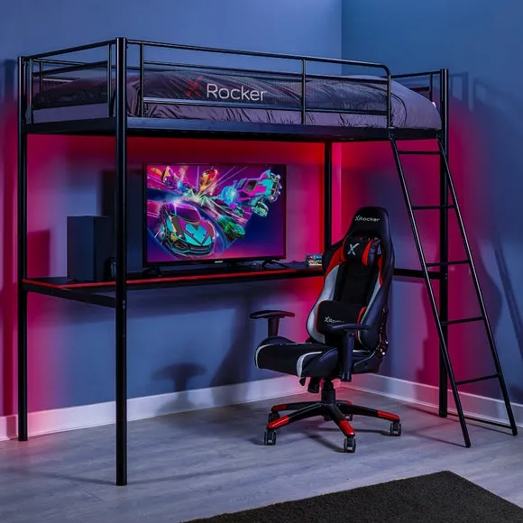 High Sleeper Bed with Desk - Black, Metal