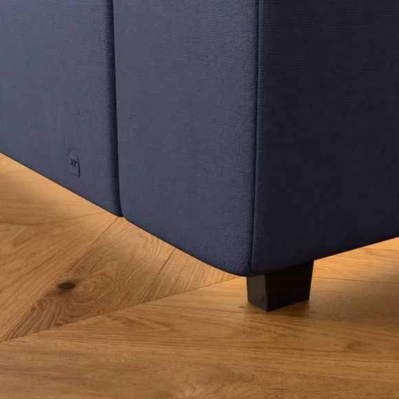 Ottoman TV Bed Frame with LED - Navy, Velvet