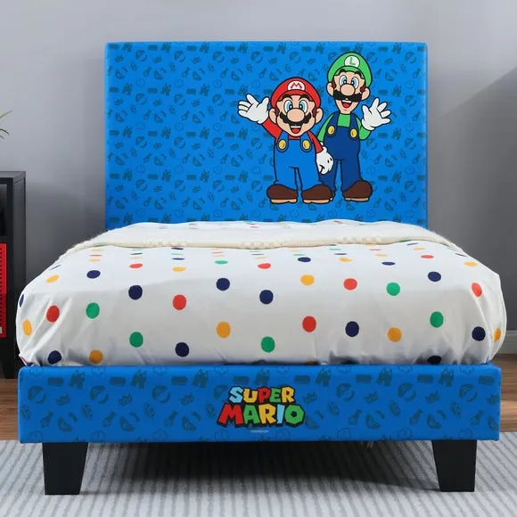 Single Gaming Bed Frame - Blue, Faux Leather