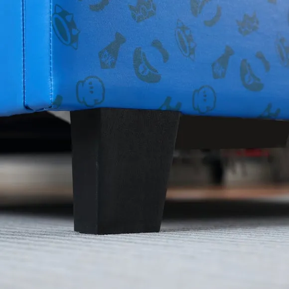 Single Gaming Bed Frame - Blue, Faux Leather
