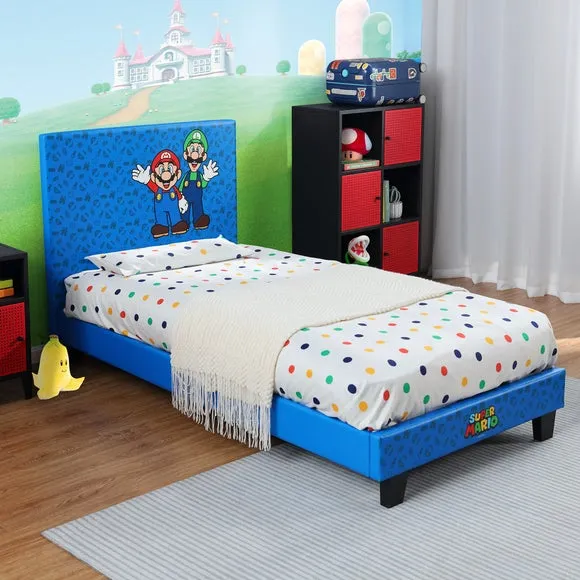 Single Gaming Bed Frame - Blue, Faux Leather image