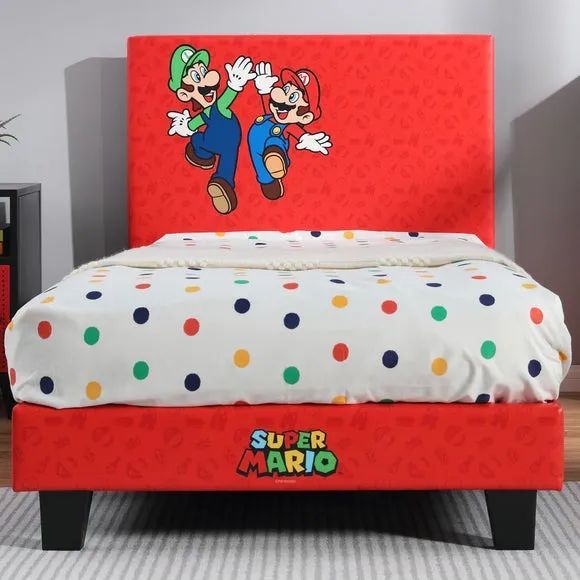 Single Gaming Bed Frame - Red, Faux Leather