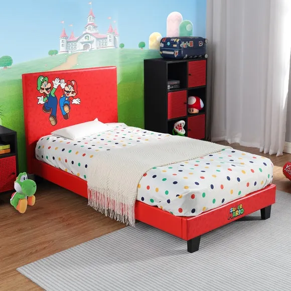 Single Gaming Bed Frame - Red, Faux Leather