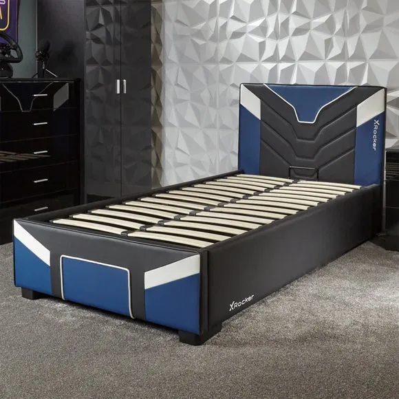 Single Ottoman Bed with Storage - Blue, PU