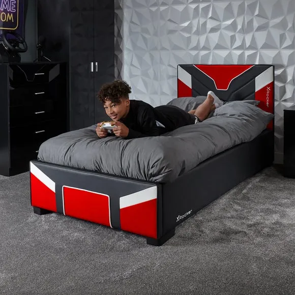 Single Ottoman Bed with Storage - Red, PU