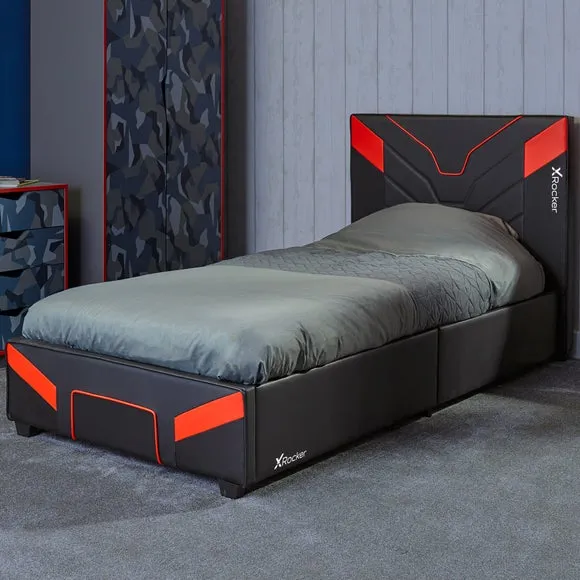 Single Ottoman Bed with Storage - Red, PU