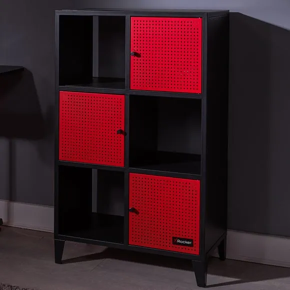 Tall Storage Cabinet with 6 Cubes - Black, Steel