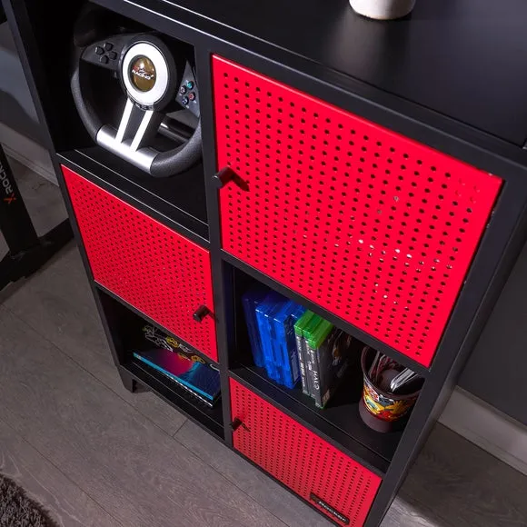 Tall Storage Cabinet with 6 Cubes - Black, Steel
