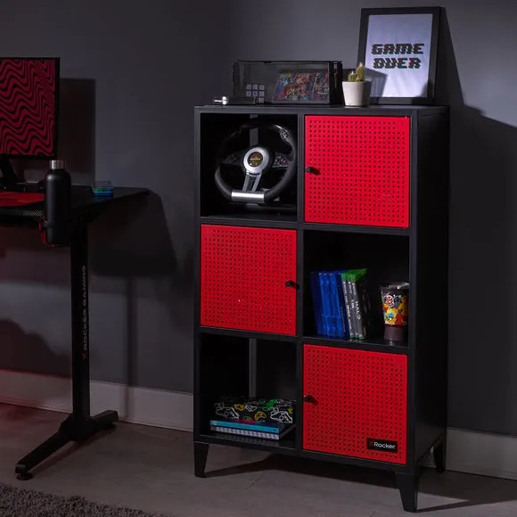 Tall Storage Cabinet with 6 Cubes - Black, Steel image