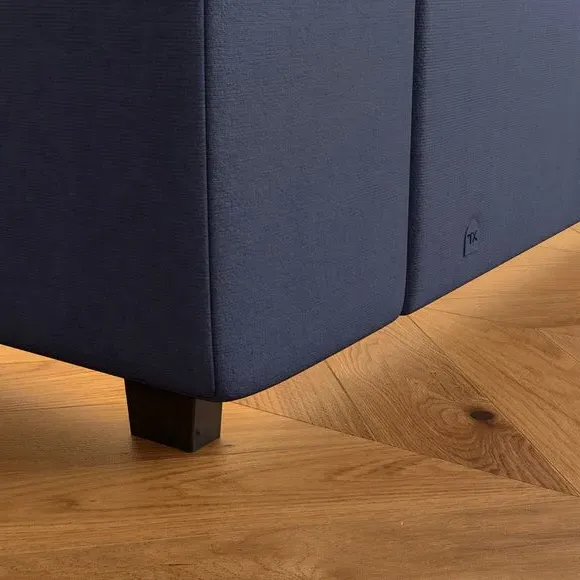 TV Bed Frame with LED Lighting - Navy, Velvet