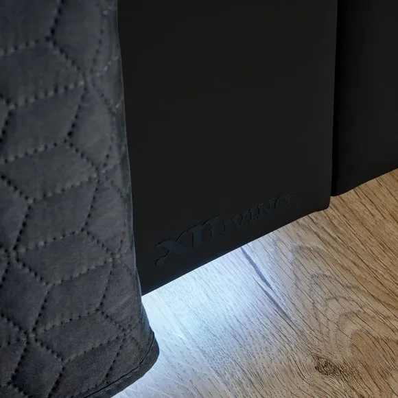 TV Bed with LED Lights & Mount - Black, Faux Leather