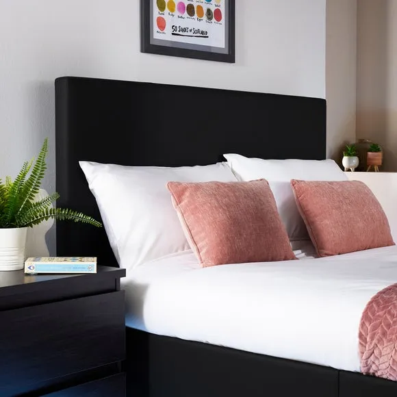 TV Bed with LED Lights & Mount - Black, Faux Leather