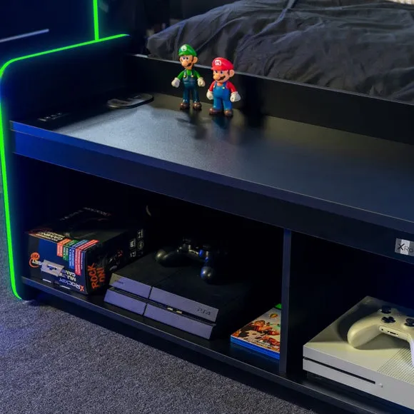 TV Unit with LED Lights - Black, Wood
