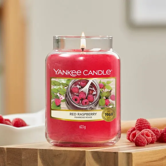 Large Jar Candle Red Raspberry - Red, Wax image