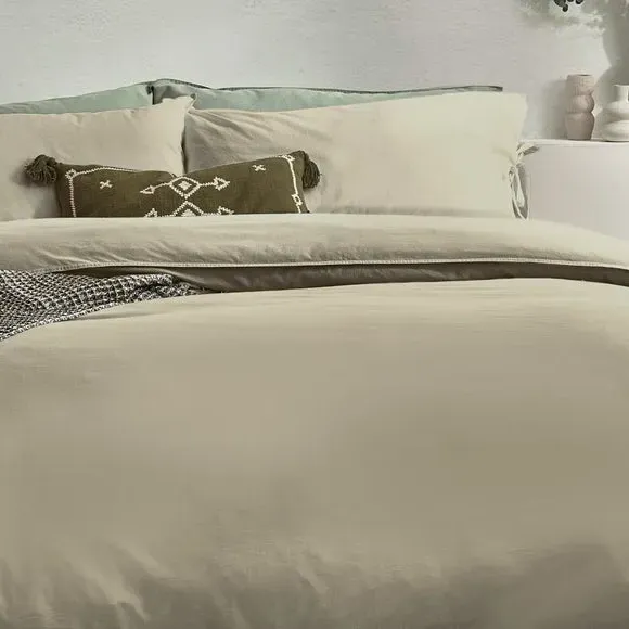 Bow Tie Duvet Cover Set - Green, Cotton