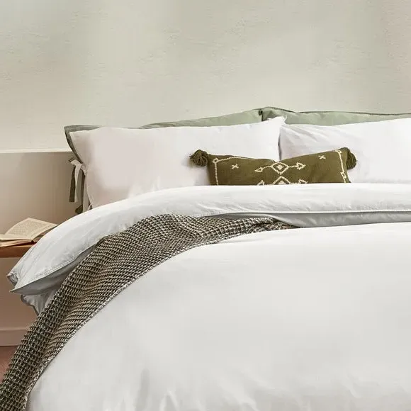 Bow Tie Duvet Cover Set - White, Cotton