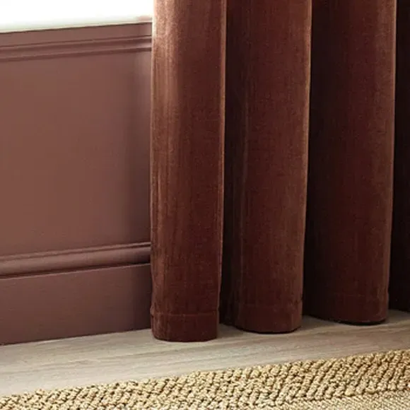 Eyelet Curtains with Rings - Nutmeg, Chenille