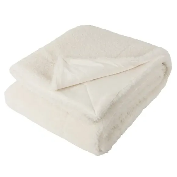 Faux Fleece Throw Blanket - Ecru, Shearling