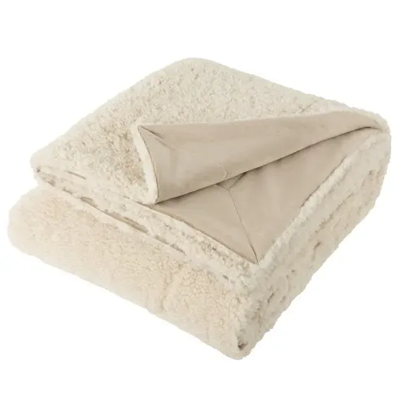 Faux Fleece Throw Blanket - Natural, Shearling