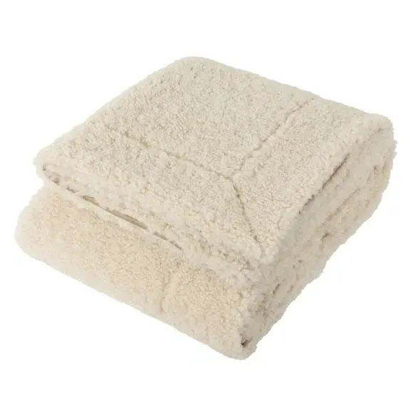 Faux Fleece Throw Blanket - Natural, Shearling