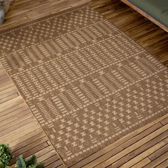 Indoor Outdoor Rug Jute Effect - Natural, Polyester