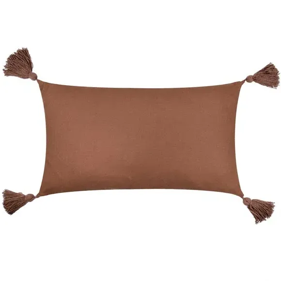 Rectangular Cushion with Tassels - Cocoa, Cotton