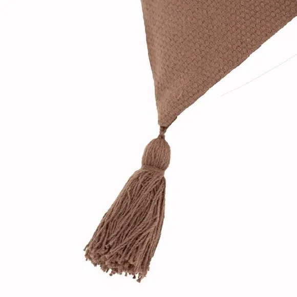 Rectangular Cushion with Tassels - Cocoa, Cotton