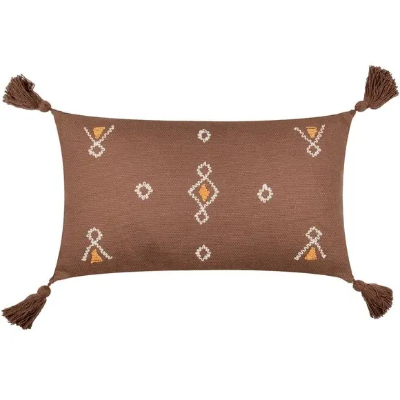 Rectangular Cushion with Tassels - Cocoa, Cotton image
