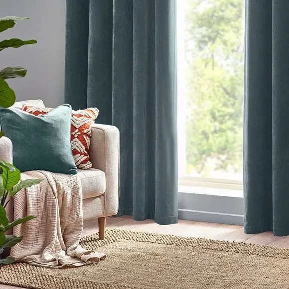 Reversible Cushion with Piped Trim - Marine, Chenille