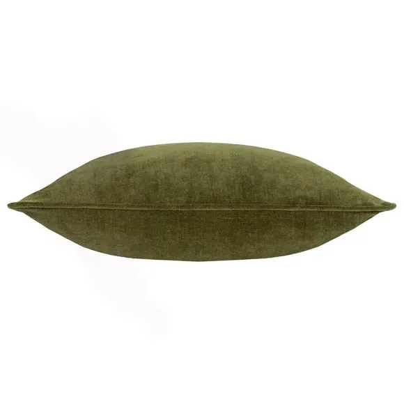 Reversible Cushion with Piped Trim - Olive, Chenille