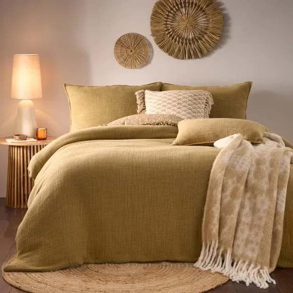 Ribbed Duvet Cover Set with Pillowcase - Honey image