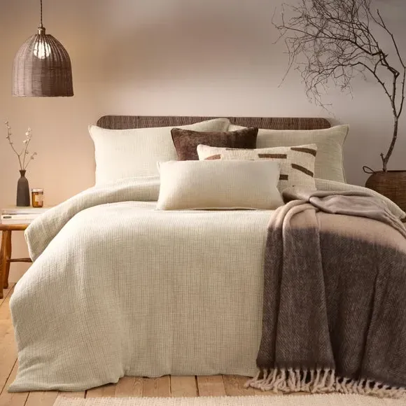 Ribbed Duvet Cover Set with Pillowcase - Natural