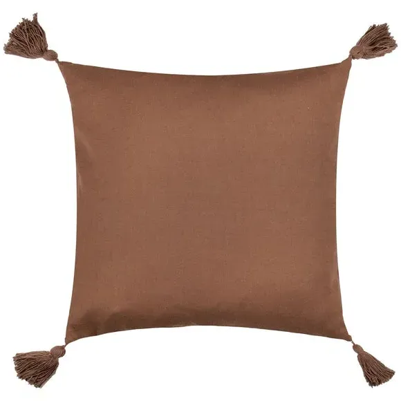 Square Cushion with Geometric Design - Cocoa, Cotton
