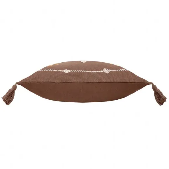 Square Cushion with Geometric Design - Cocoa, Cotton
